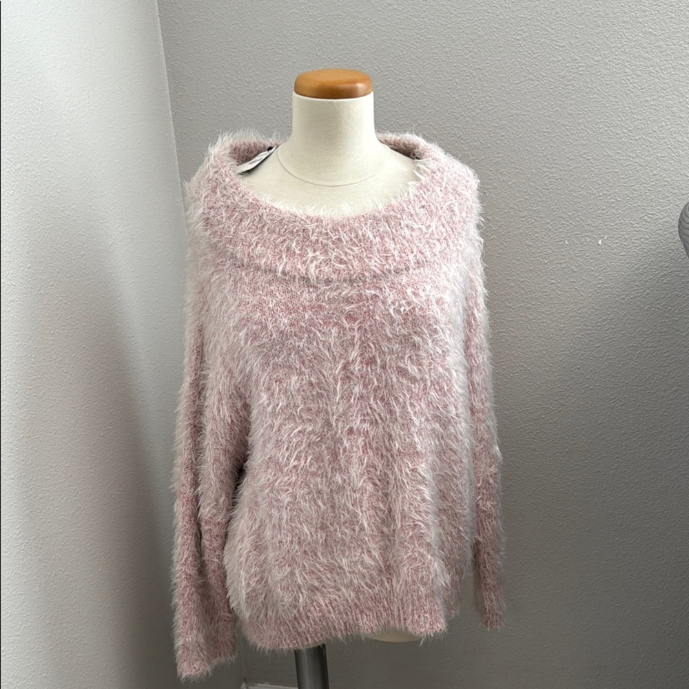 Express Pink Cowl Neck Sweater Plush and Cozy